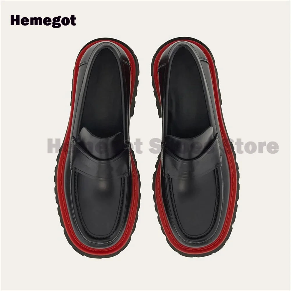 Thick-soled Slip-on Loafers Men Shoes Luxury Black Men Dress Shoes Brand Summer Comfortable Breathable Handmade Casual Men Shoes