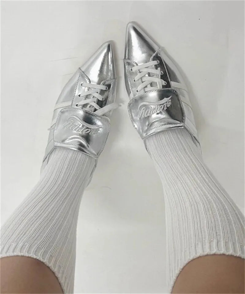 Niche Japanese Style Women's Sports High-heeles College Girls Pointed Mesh Strap Sport Single Shoes Strap Temperament High Heels