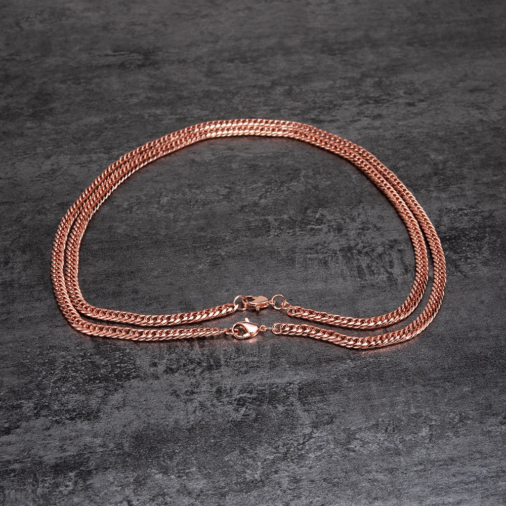 Vinterly Cuban Chain Long Necklace for Men Women Red Copper Adjustable 20/22 Inch Twisted Anti-scratch Jewelry Lobster Clasps