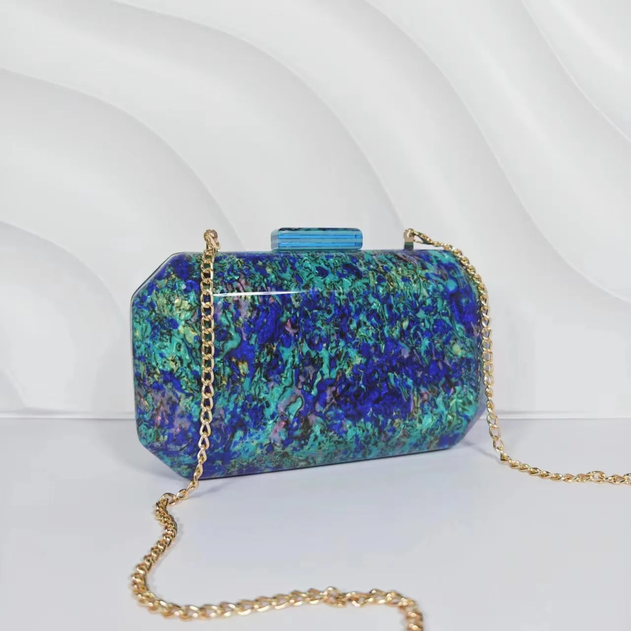 Shoulder Evening Bag Crossbody Marble Acrylic Fashion Small Square Beach Summer New Women Golden Handbag Purses Luxury Designer
