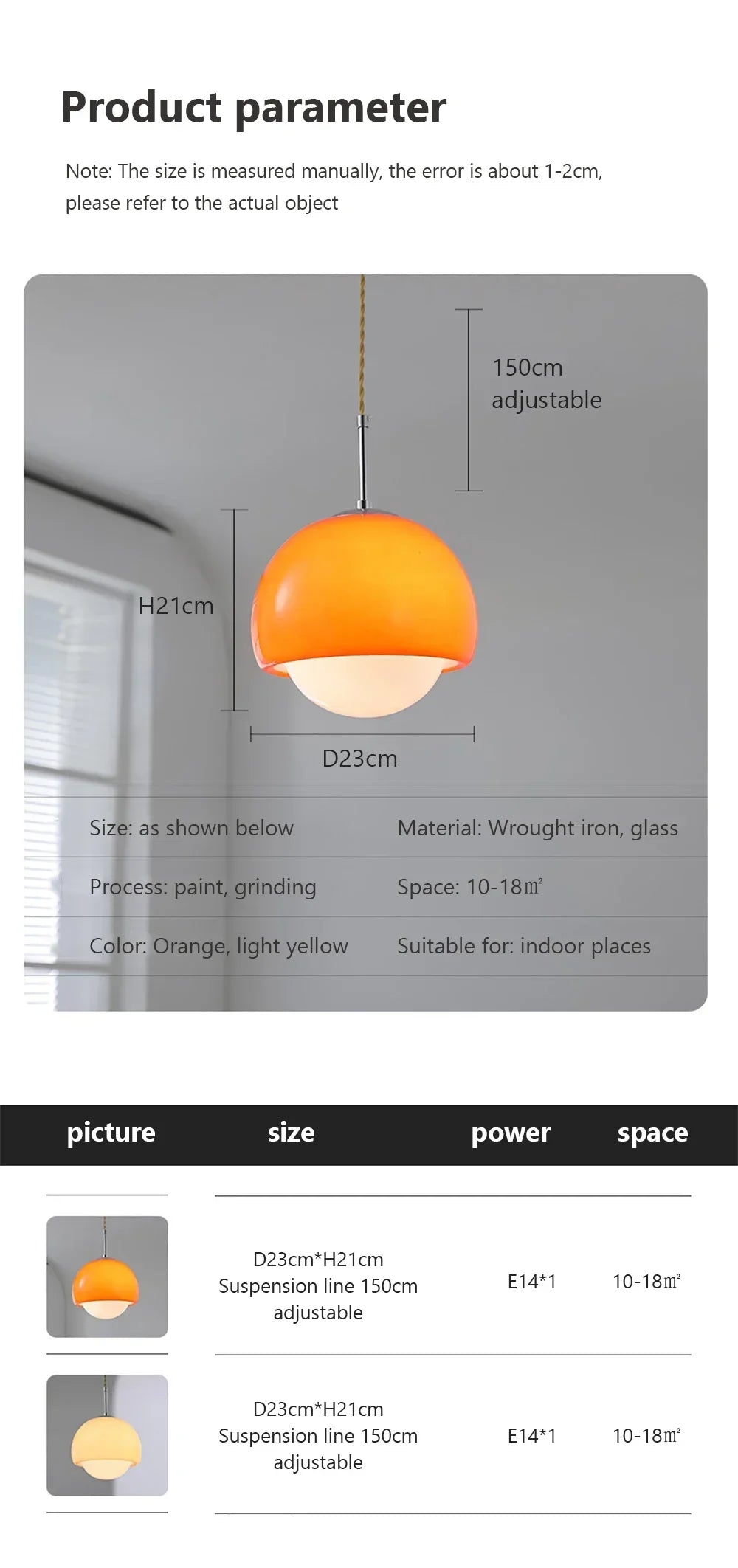Retro 60s Pendant Lights for Restaurant Cafe Bar, Bedroom, studio, Hotel, living room, office,. Hanging Lamp Ceiling Chandeliers Orange Round Ball Decoration