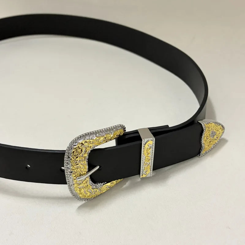 Women's Luxury Vintage Metal Buckle Belt Designer Celebrity Style Slim Trendy Multiple