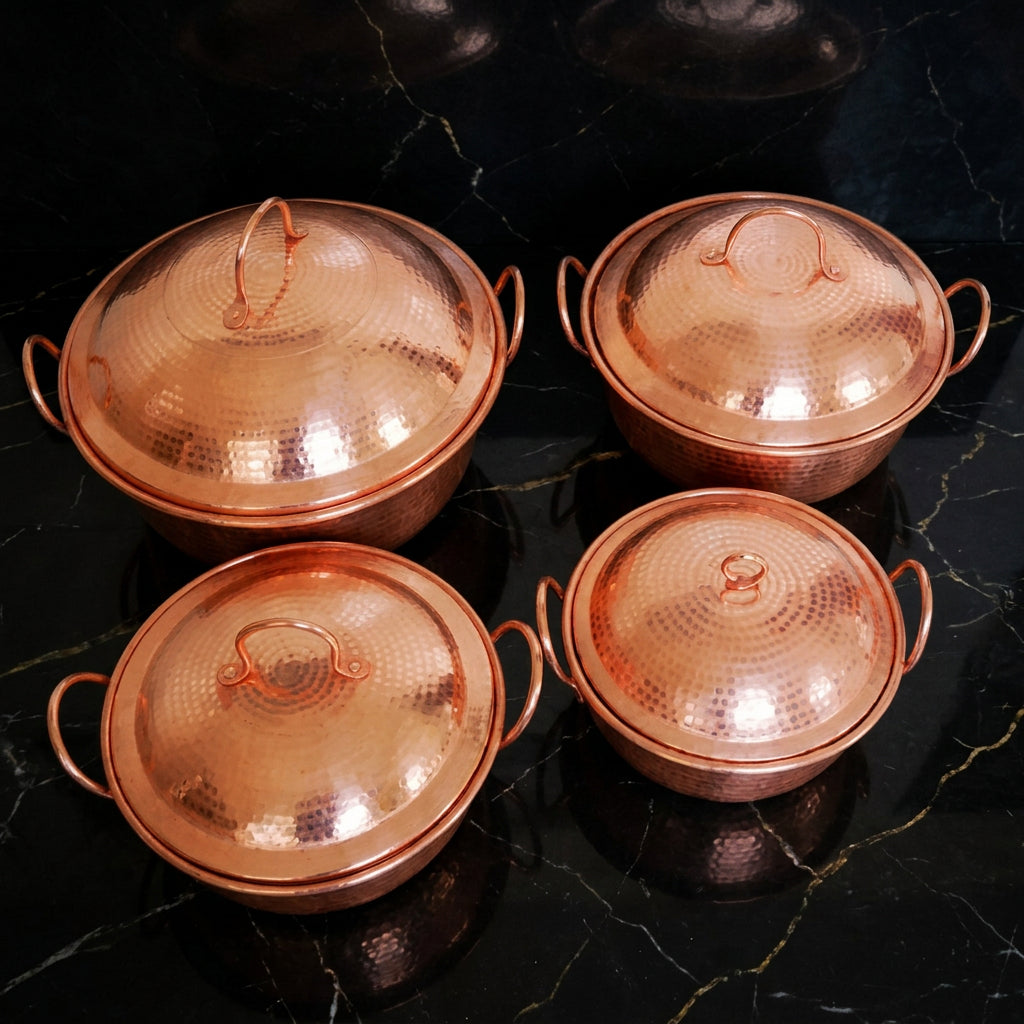 Handmade Pure Copper Customized Stew Jam Pot Thick Soup with Handle Deep Tableware