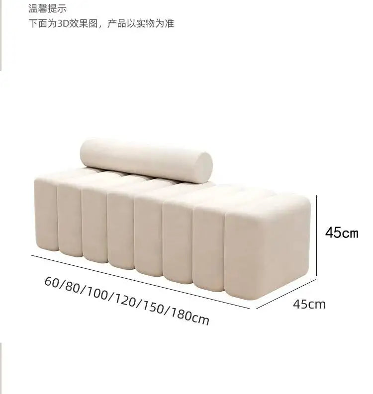 Bedside Bench Modern Creative Reception Coat Chair Light Luxury Fabric Casual Shoes Changing Stool 80x45x45cm