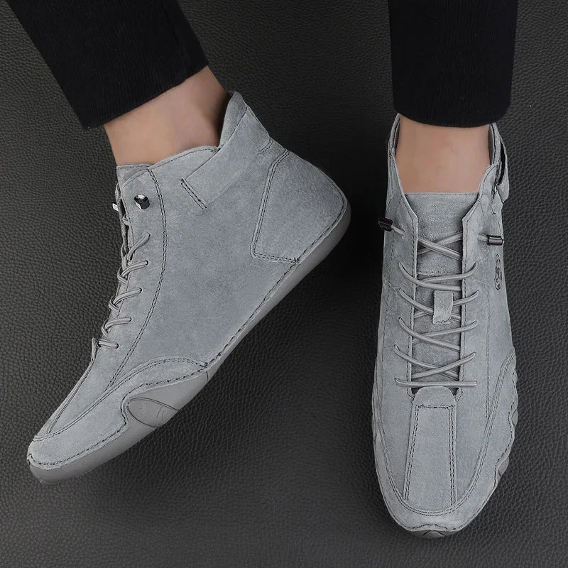 Men's Genuine Leather Shoes Ankle Boots 2024 Men Sneakers Outdoor Light Lace-Up Casual Shoes Fashion Loafers Winter Warm Boots