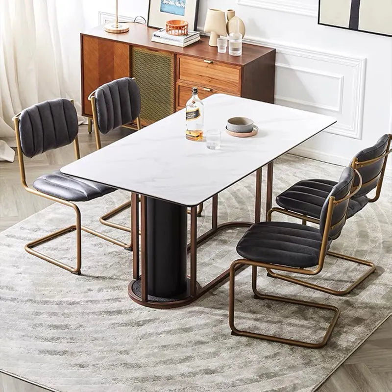 Mid-century Dining Chair Retro Iron Frame Armchair Postmodern Luxury Backrest Leisure Seat for Household Dining Room Furniture