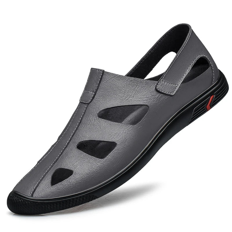 Summer Men Sandals Leisure Beach High Quality Genuine Leather Sandals Fashion Men's  Hollow Out Sandals Luxury Designer Shoes