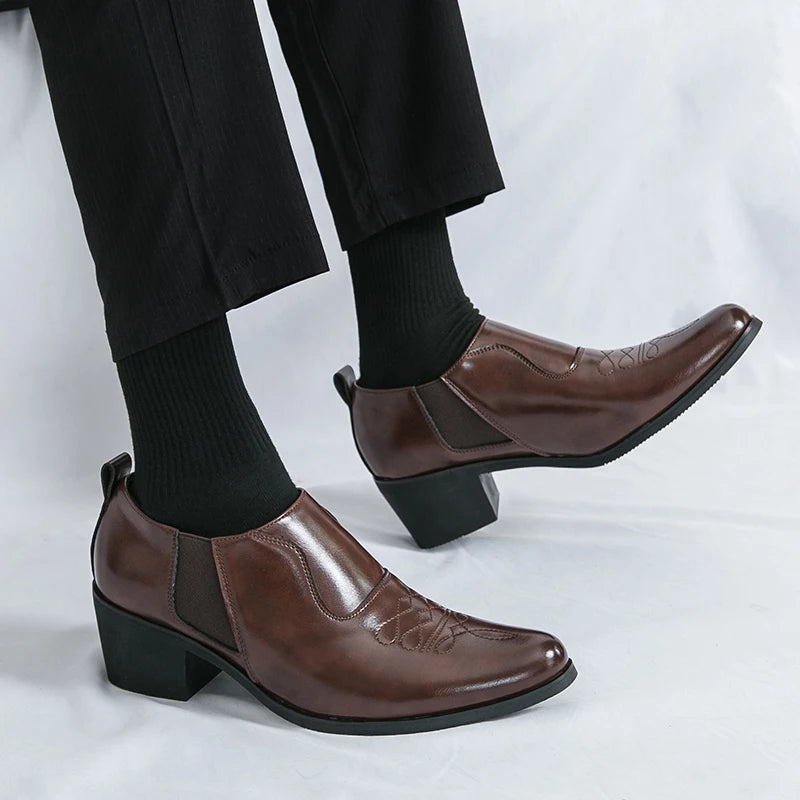 Spring New Men's Height Increased By 6 Centimeters Comfortable Leather Shoes Fashionable Business Attire Groom's Wedding Shoes
