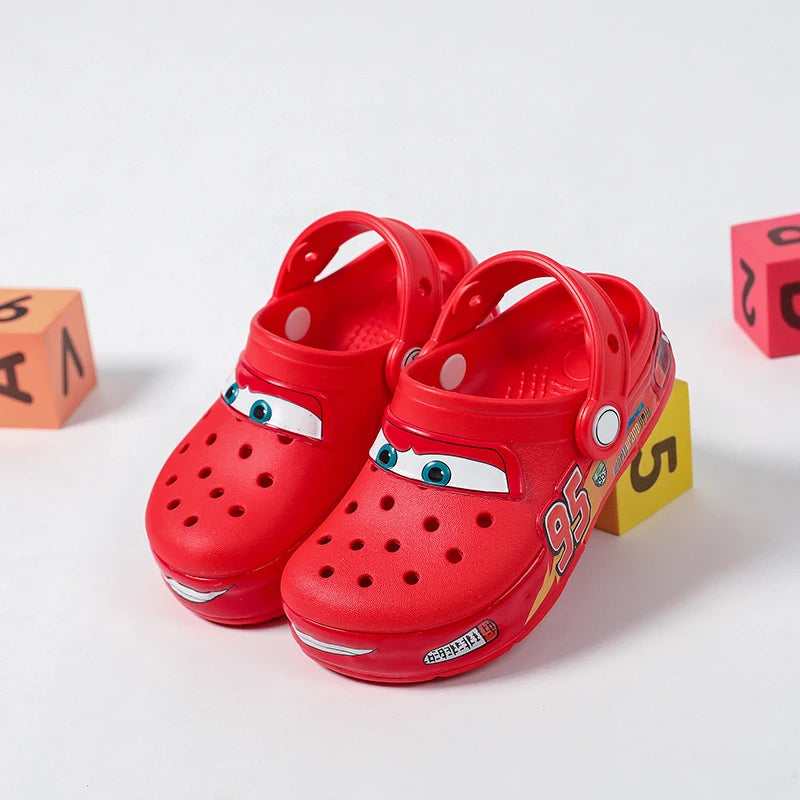 Disney Lightning Mcqueen Shoes Led Lighted Car Kids Slippers Animation Children Beach Sandals Boys Girl Gift