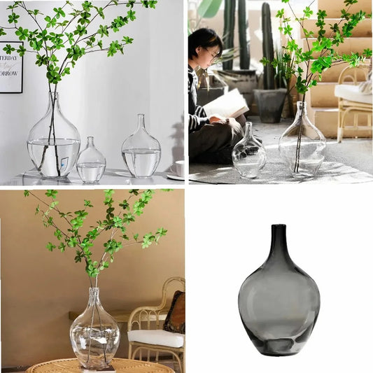 Japanese Style Big Belly Clear Glass Vase Living Room Decoration Simple Ins Home Room Decoration Wedding Decoration