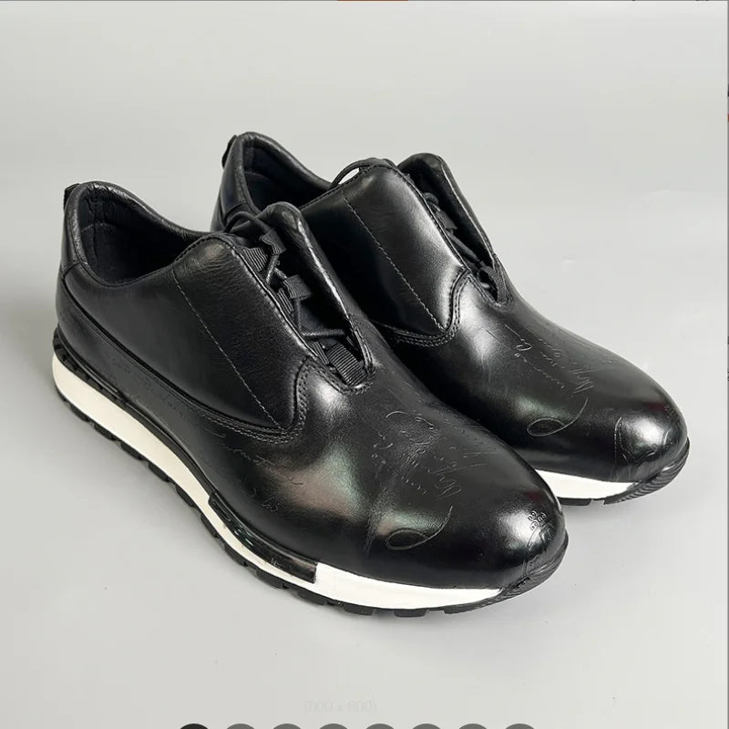 Men's Genuine Leather Comfortable Heightening Casual Shoes Non-Slip Sole Brock Lace Up Sneakers Banquet Walking Men Shoes b17