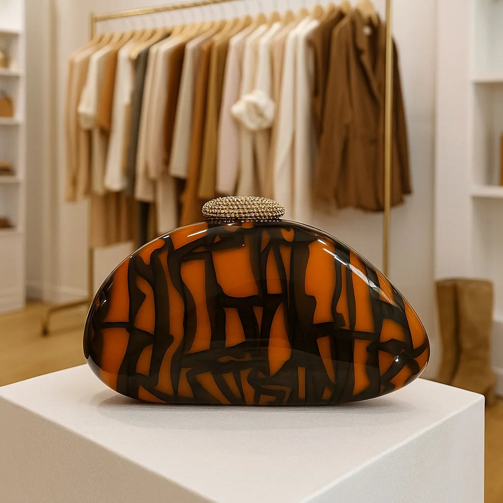 2026 creative bag design oblique span bag, willow shell acrylic bag, fashion wedding dinner clutch bag