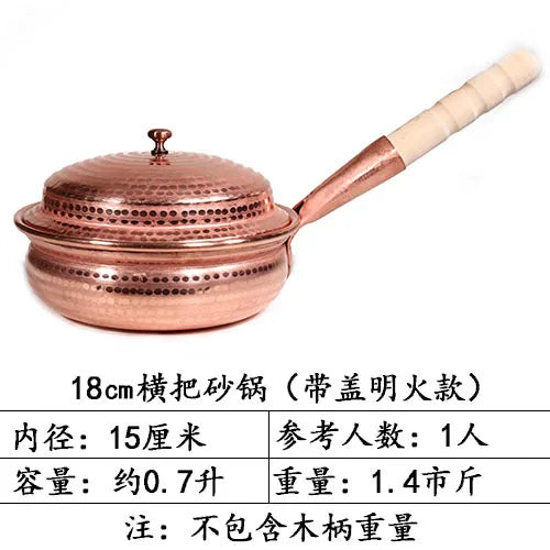 Handmade Pure Copper Double-Ear Rice Pot with Thickened Base Premium Heat Conduction Cookware for Noodles Soup Durable