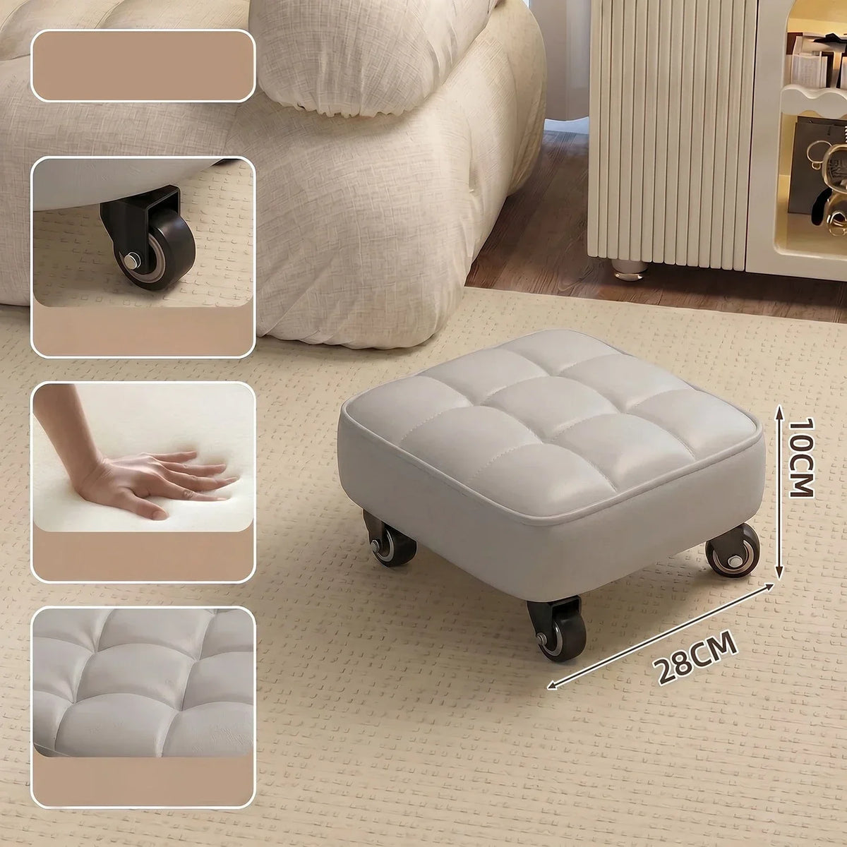 Household Wheeled Low Stools Floor-cleaning Chairs Wheeled Seam Sealing Stools Rotating Nail and Pedicure Round Stools