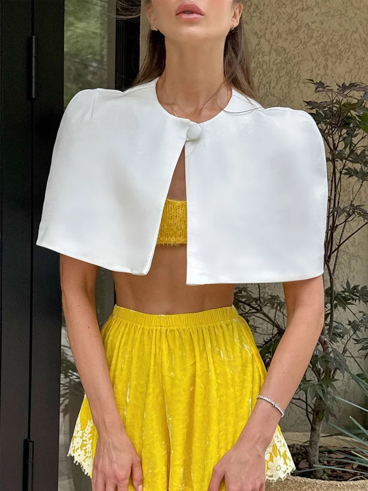 Elegant Chic Gold Sparkle Capelet Top Shiny Tweed Shoulder Wrap Turtleneck Short Cloak New Lady Evening Club Party Tops 2026