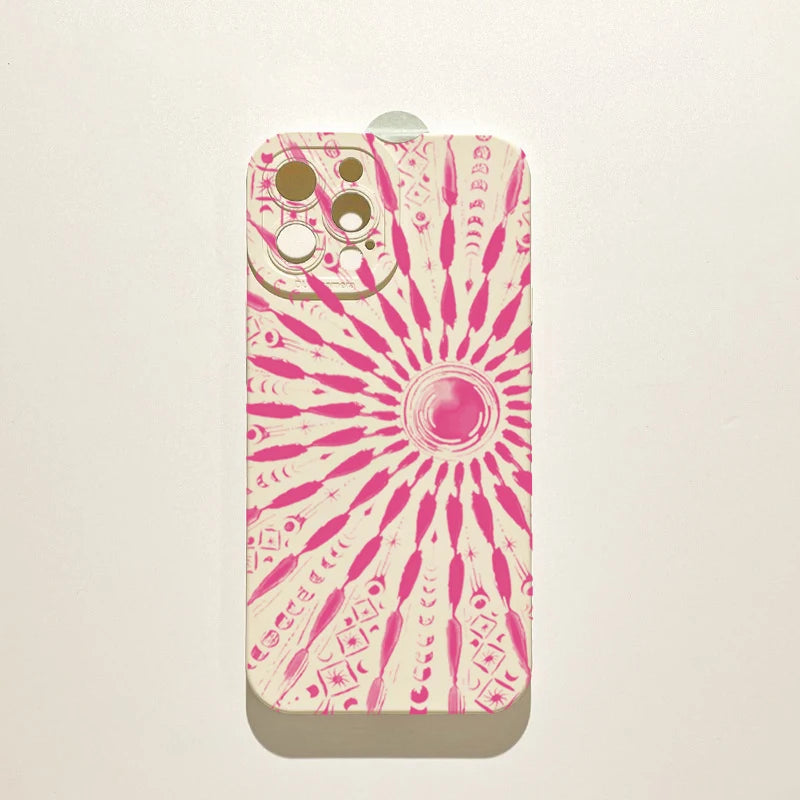 Art Summer Style Golden Sun Phone Case For iPhone 17 11 12 13 14 15 16 Pro Max XS XR 7 8 Plus 16E Shockproof Soft Silicone Cover