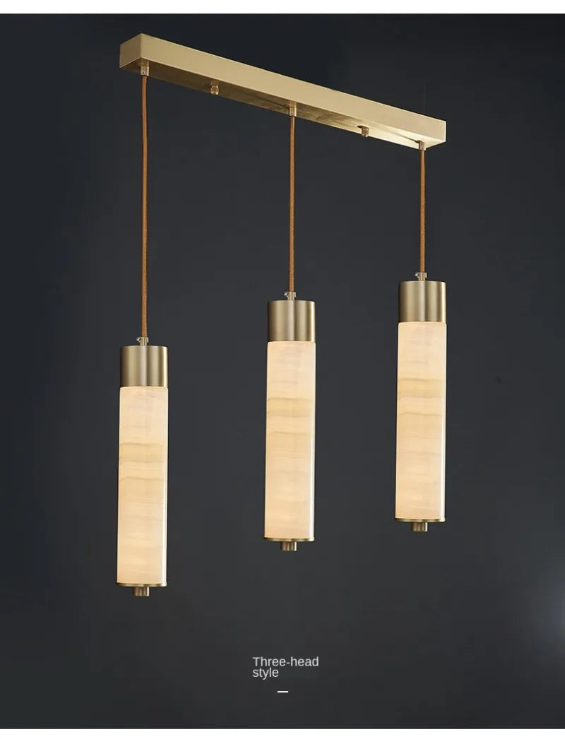 Modern Copper Light Luxury Pendant Lamp Marble Bedside Bedroom Hotel Dining Room Kitchen Stone Hallway Hanging Lighting Led