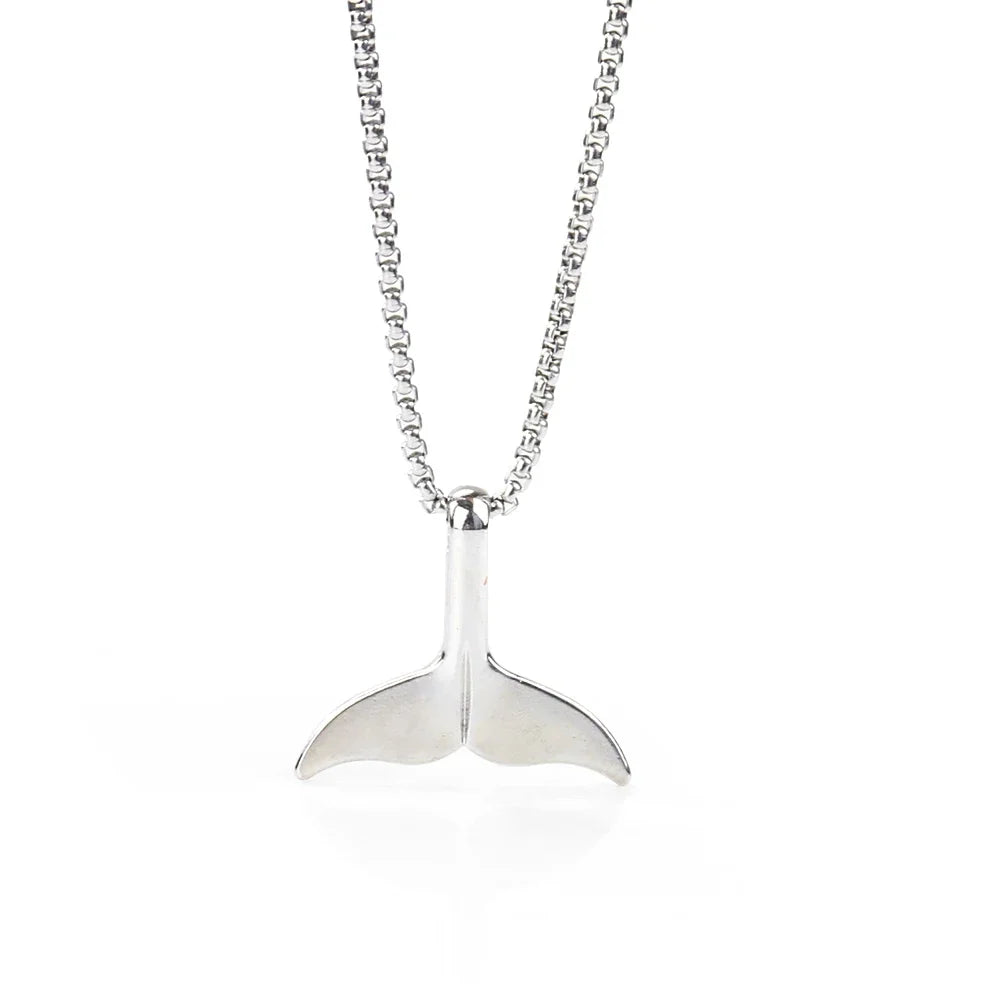 Metal Whale Tail Pendant Necklace Sweater Collarbone Chain Unisex Necklace for Couples Lovers Statement Jewelry Party Gifts