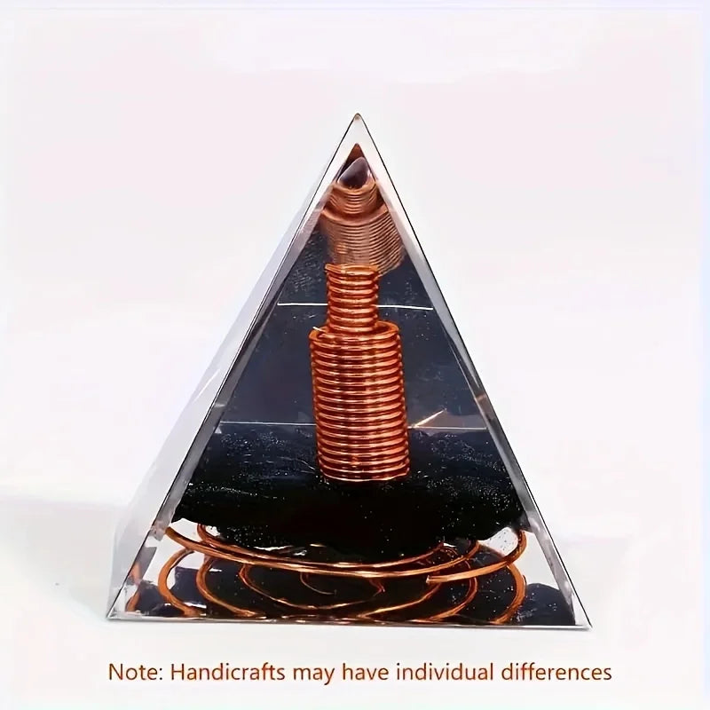 1pc Orgonite Pyramid With Obsidian, Energy For Yoga, Crystal Gifts, Crystals For Home Office Decoration, Balance Your Energy