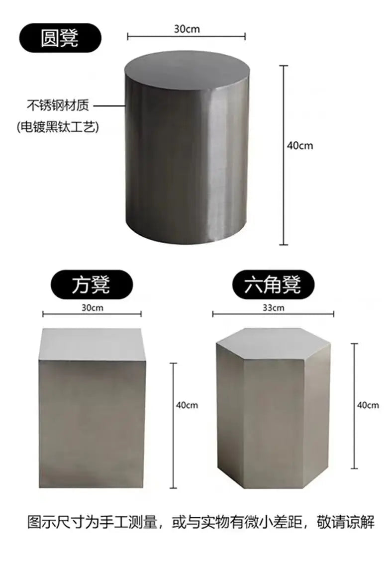 Nordic Metal Living Room Stool Industrial Round Chair for Milk Tea Shop Commercial Furniture Stainless Steel Simple Bistro Seat