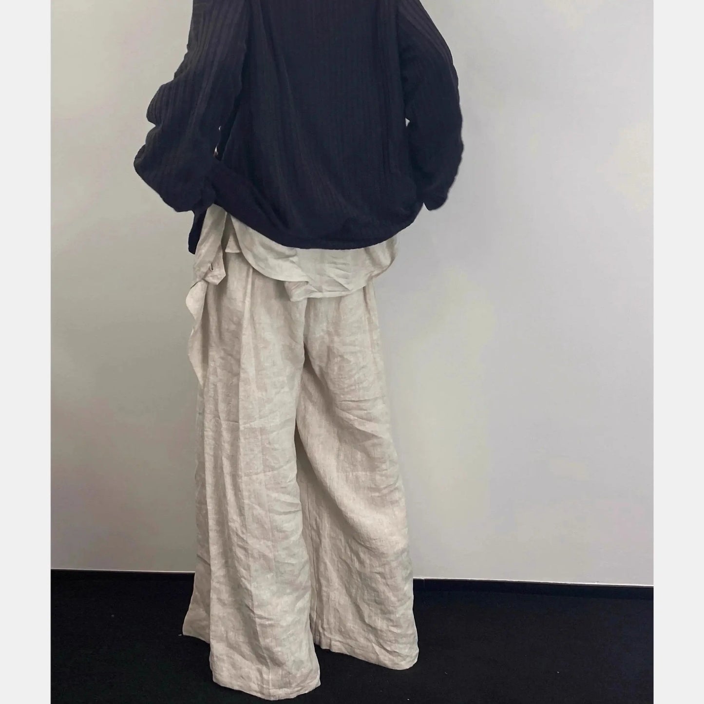 Limiguyue Japanese Cotton Linen Wide Leg Pants Women Irregular Waist Summer Pants One Button Loose Pleated Full Trousers F157