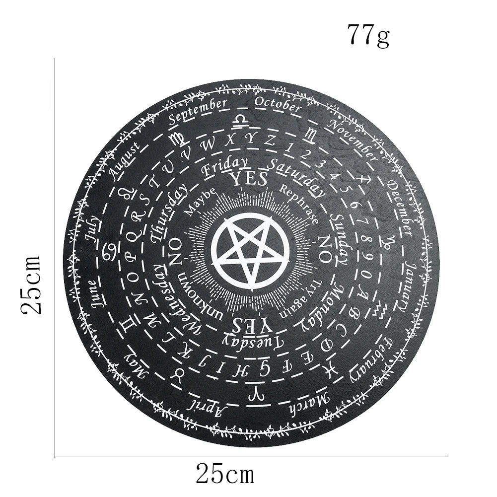 25cm Pentagram Black Wood Pendulum Witchcraft Altar Board Star Crystal Divination Game Props Dowsing Metaphysical Message Prompt