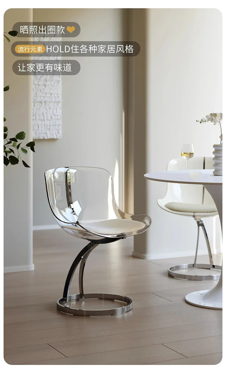 Furniture Nordic Transparent Acrylic Dining Chairs,Home Living Room Backrest Lounge Chairs,Bedroom Desks,Stool,Makeup Stools