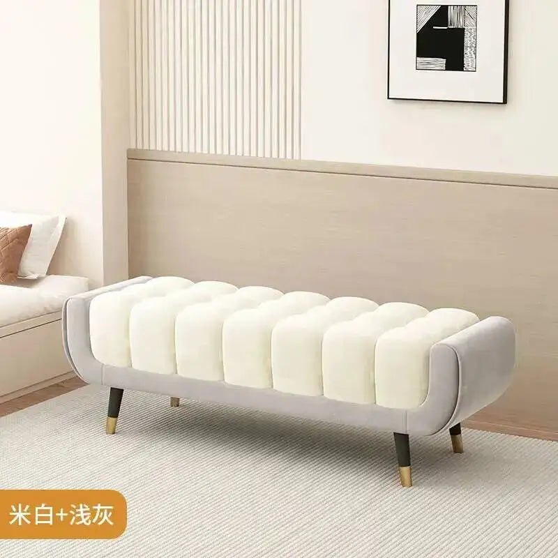 Living Legs  Luxury Entryway Tapered Velvet Bedroom Tufted Bench for Bench Room Upholstered Plump Cushion