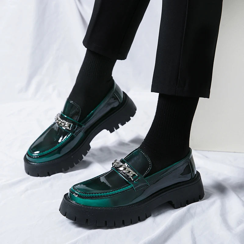 Genuine Leather Shoe for Men Increase Breathabe Casual Leather Shoes Trend Green British Big Head Shoes Men Casual Leather Shoes
