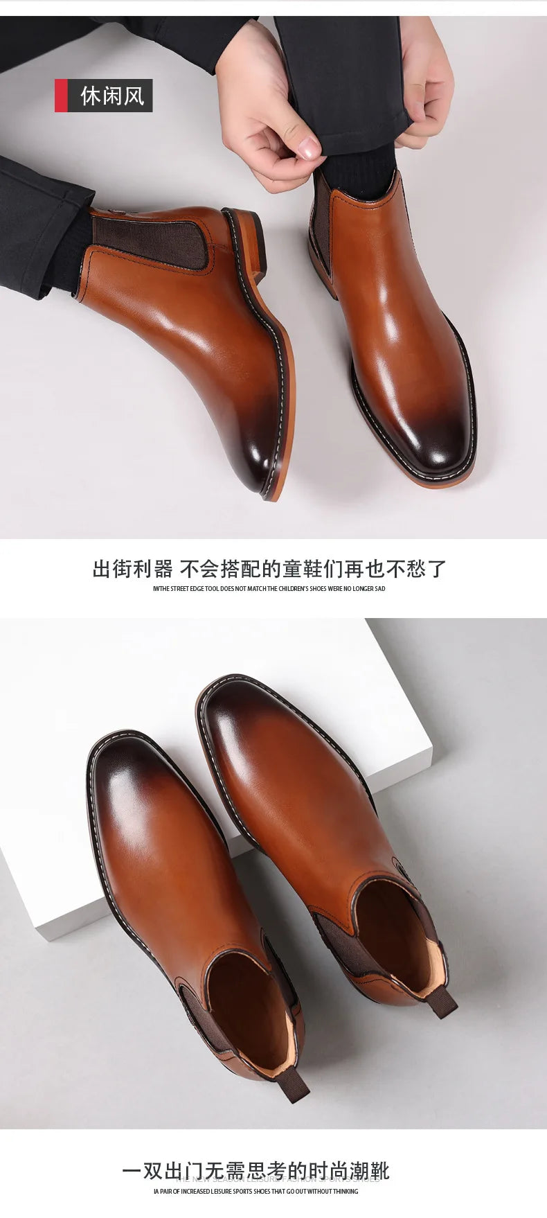 Elegant Men's Chelsea Boots Genuine Cow Leather Handmade Boot Shoes Work Shoes For Formal Dress Wedding Business Party New