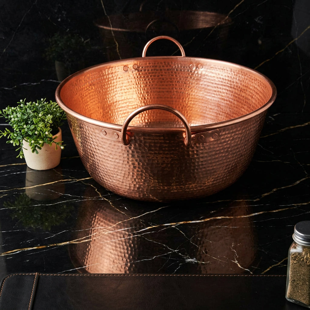 Handmade Pure Copper Customized Stew Jam Pot Thick Soup with Handle Deep Tableware