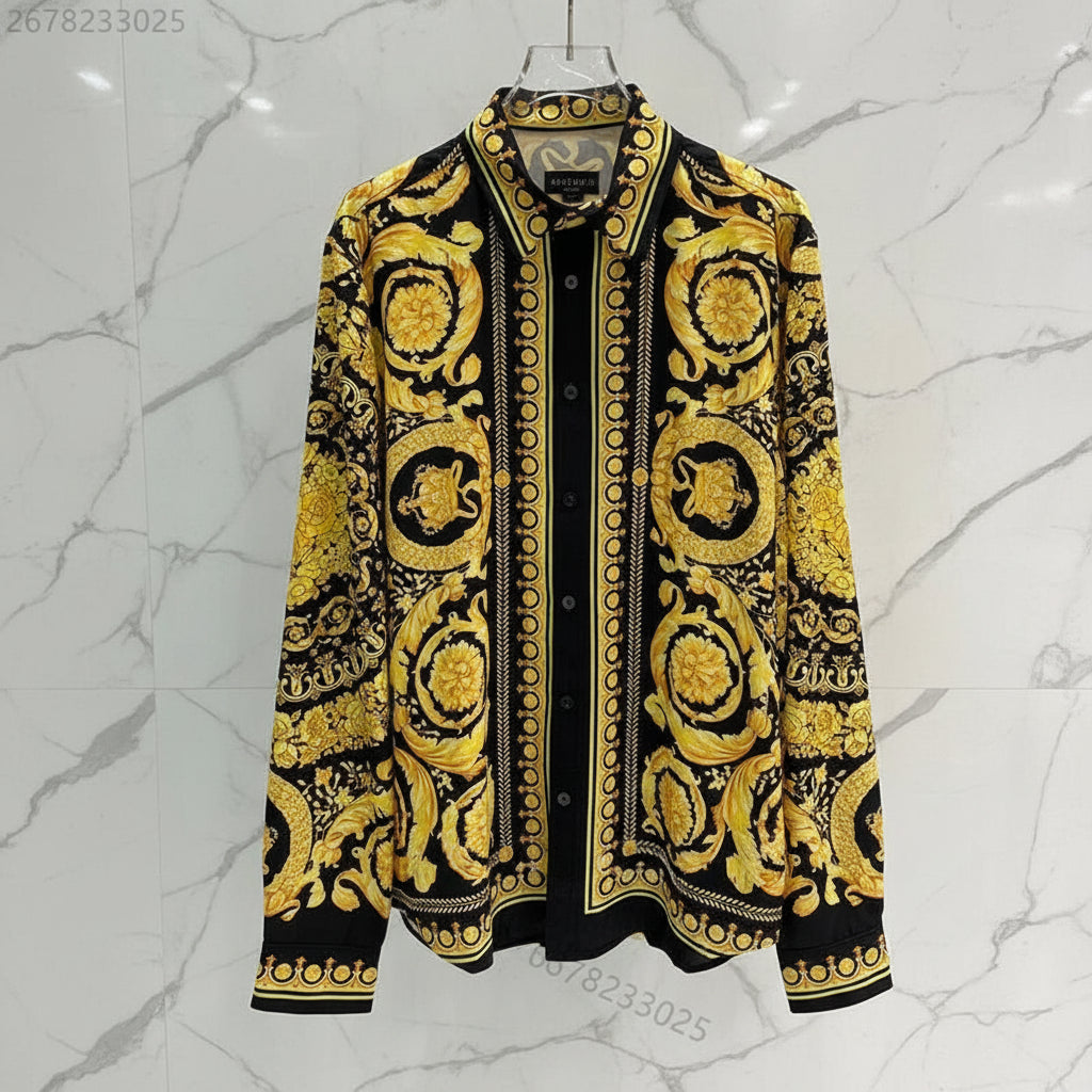 Luxury Men's classic long sleeve lapel shirt, high quality modern shirt, versatile men's top. Button cuffs. Loose, slim fit.