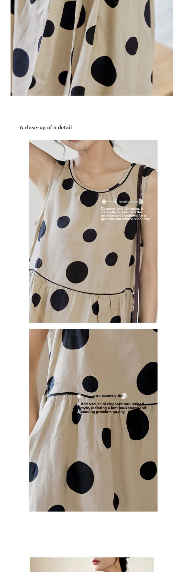 Faionable Polka Dot Svel Vest Dr Women's Summer Loose Forest System A-Line Midi Skirt Slimming Midi Dr