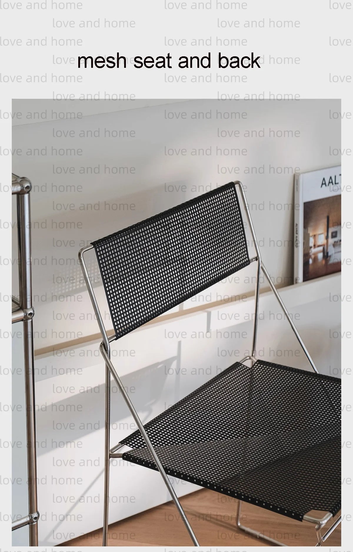 Nordic Stackable Dining Chair Chromed Stainless Steel Steelwire Wire Mesh Panel Minimalism Style Robust Construction Denmark