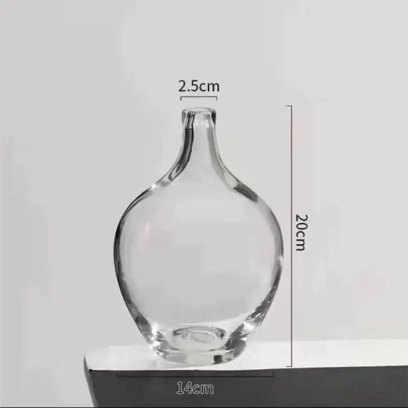 Hanging clock vase simple big belly glass vase home living room flower arrangement hydroponic floor transparent large vase black