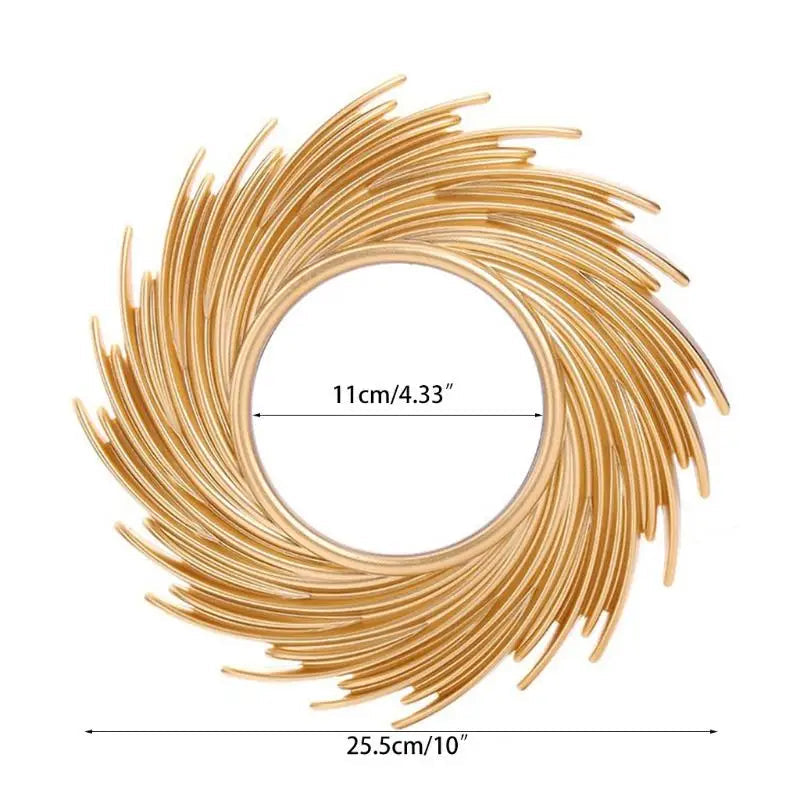 Sun Shape Decorative Mirror Room Background Wall Decorative Mirror Rattan Innovative Art Decoration Round Makeup Mirror