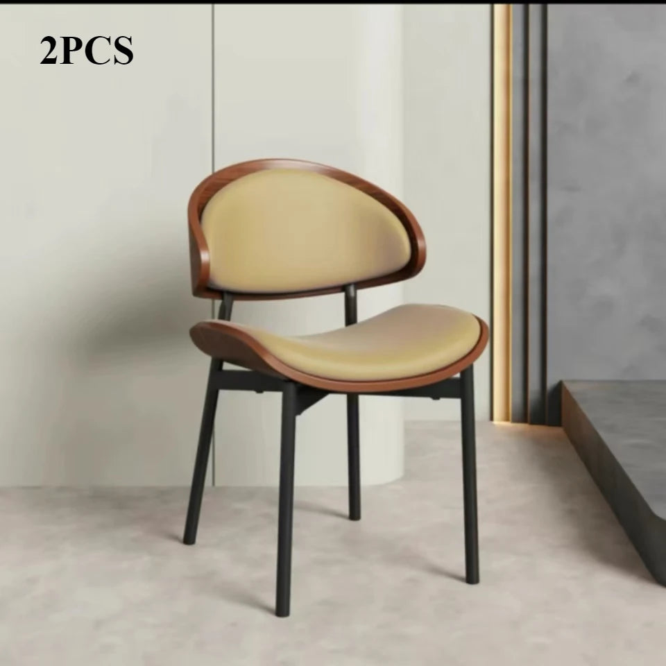 Leather Dining Chairs Set of 2 or1,Mid Century Modern Chair, Upholstered Kitchen Dining Room ChairsBlack WalnutBendwood.