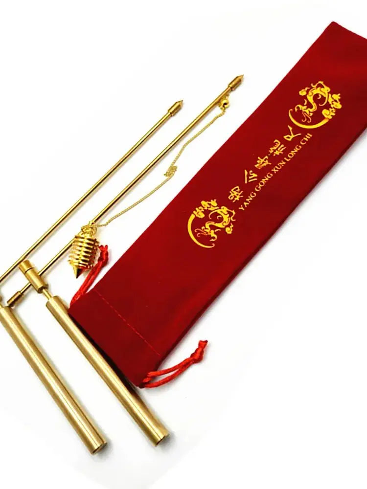 Copper pull rod, 2 divination rods - solid copper and brass, with gift box and bag - detecting gold, water, ghost hunting