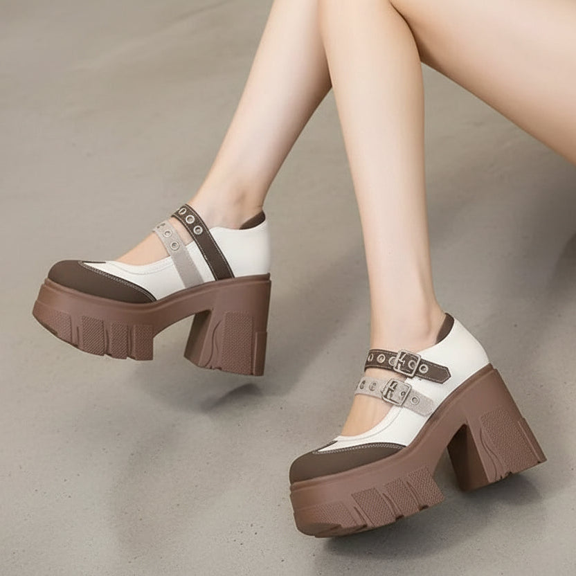 Rivet Strap Buckle Lolita Mary Janes Women Pumps Spring Summer Casual Platform Wedges 11cm High heels Girls Chunky Shoes