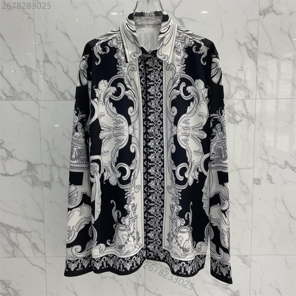 Luxury Men's classic long sleeve lapel shirt, high quality modern shirt, versatile men's top. Button cuffs. Loose, slim fit.