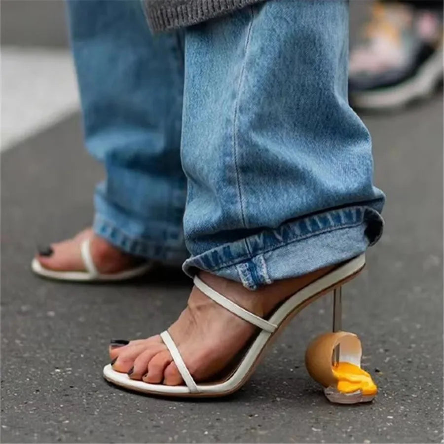 Strange Egg Heel Women Slippers High Heel Shoes Dress Pumps Ladies Sexy Slides Designer Summer Gladiator Sandals Woman Stiletto