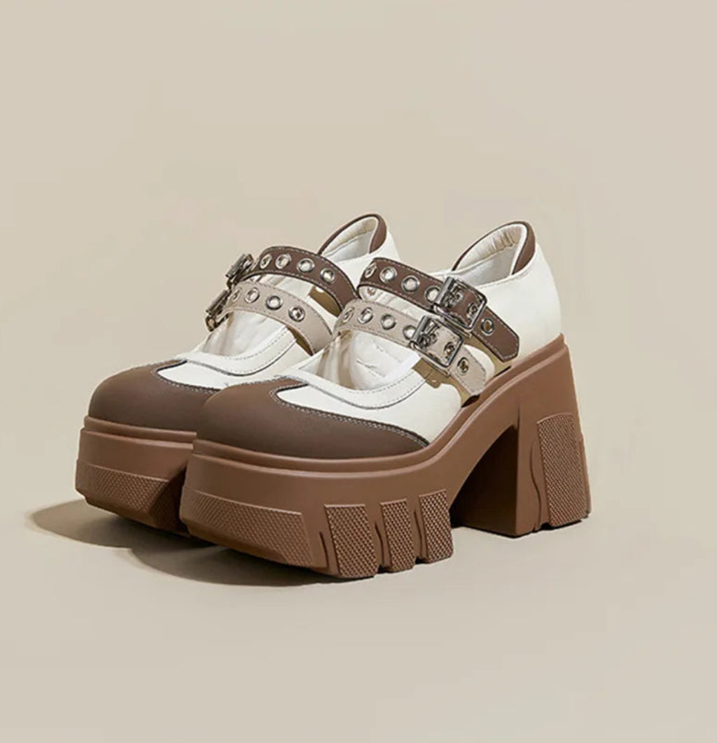 Rivet Strap Buckle Lolita Mary Janes Women Pumps Spring Summer Casual Platform Wedges 11cm High heels Girls Chunky Shoes