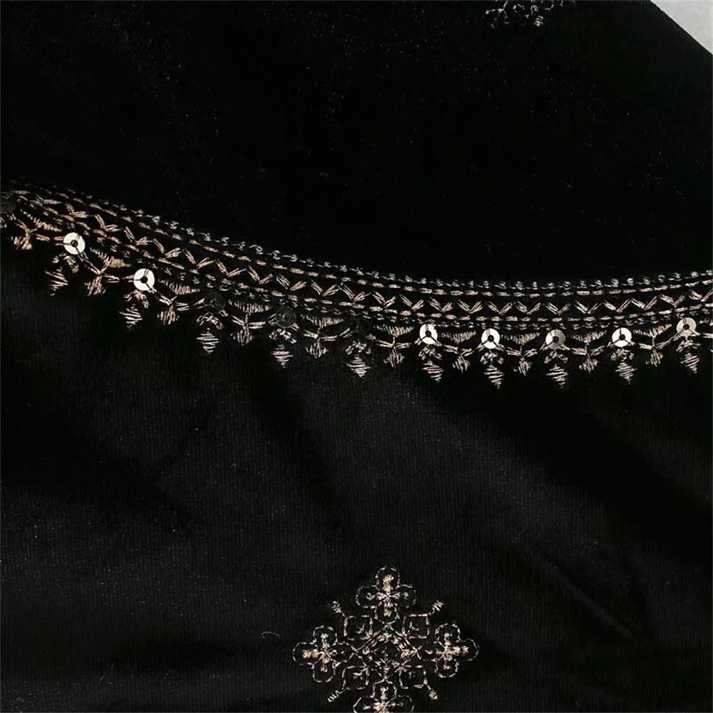 2025 Zarb Spring/Summer New Women's Fashion and Versatile Slim Fit Trendy Palace Embroidered Velvet Coat