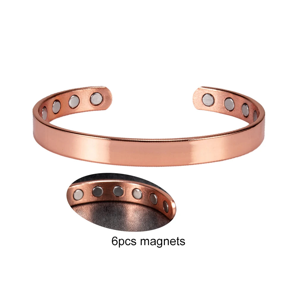 Pure Copper Bracelets for Women Arthritis Pain Relief Adjustable Magnetic Bangles Benefits Healing Energy Minimalist Jewelry