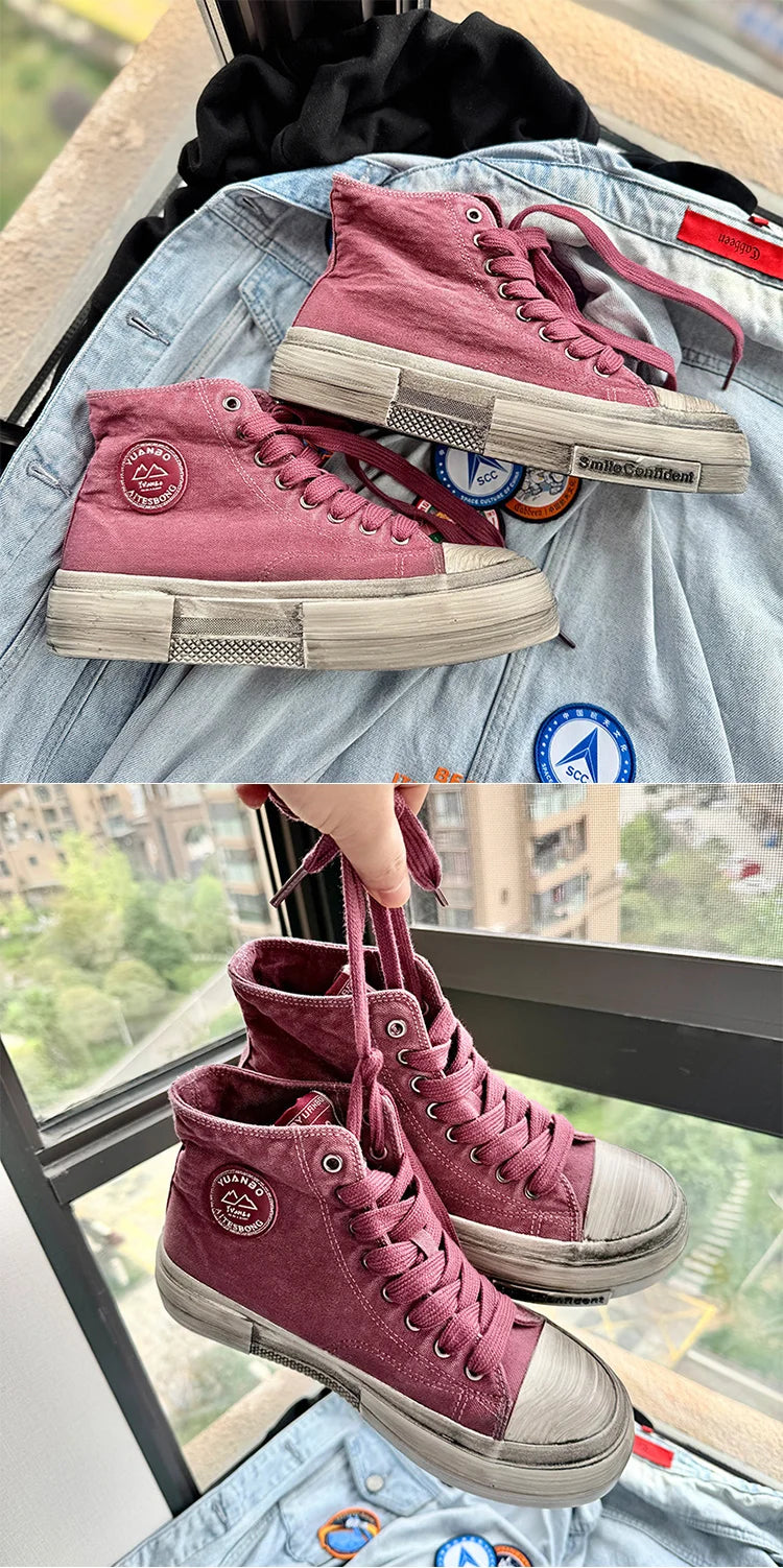 2025 New High Top Canvas Shoes Men Original Platform Men's Vulcanized Shoes Comfort Retro Canvas Sneakers