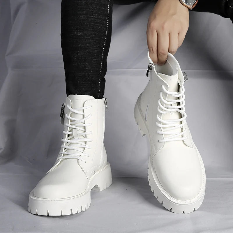 Men's English Style Thick Sole Design Men Boots Luxury High End Top Layer Leather Brand Famous Chelsea High Quality Casual Boots