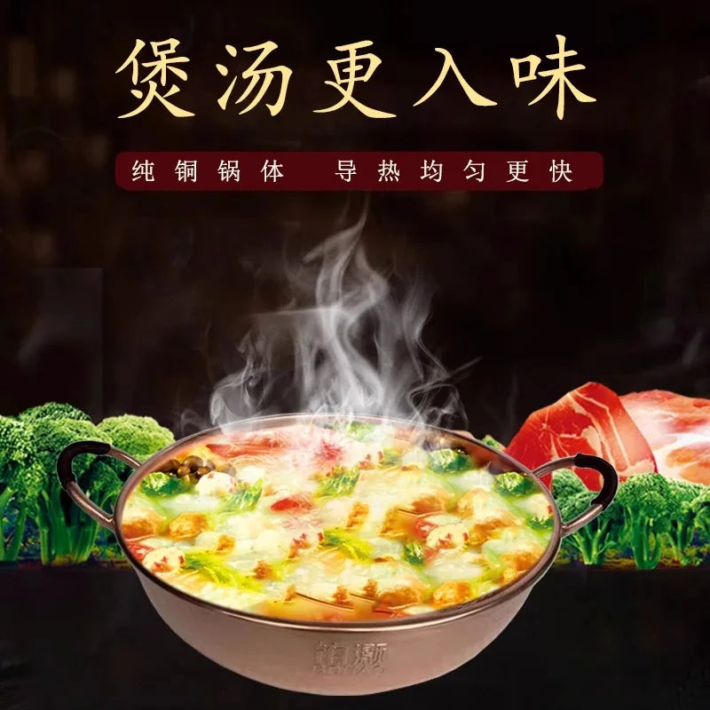 Artisan Hammered Copper Hot Pot Universal Heat Retention Cookware for All Stove Types Practical Soup Pot