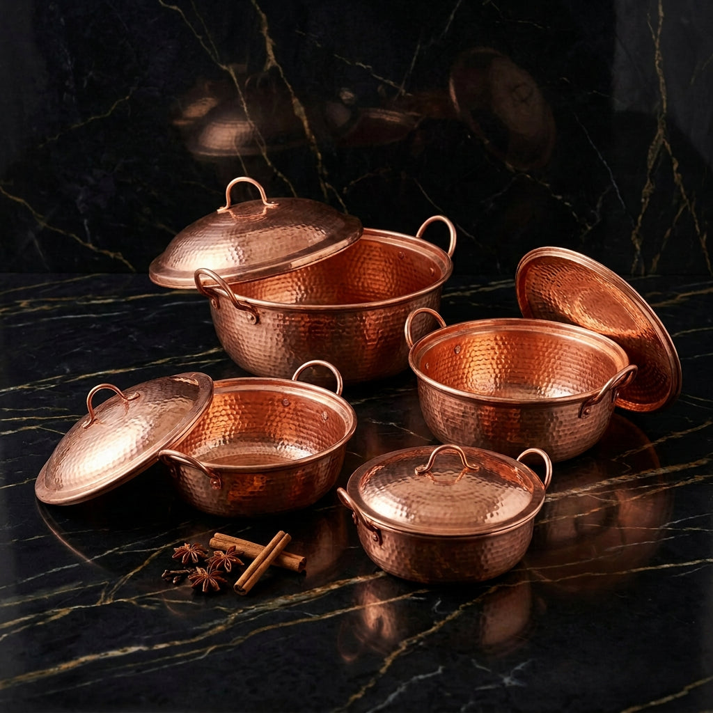 Handmade Pure Copper Customized Stew Jam Pot Thick Soup with Handle Deep Tableware