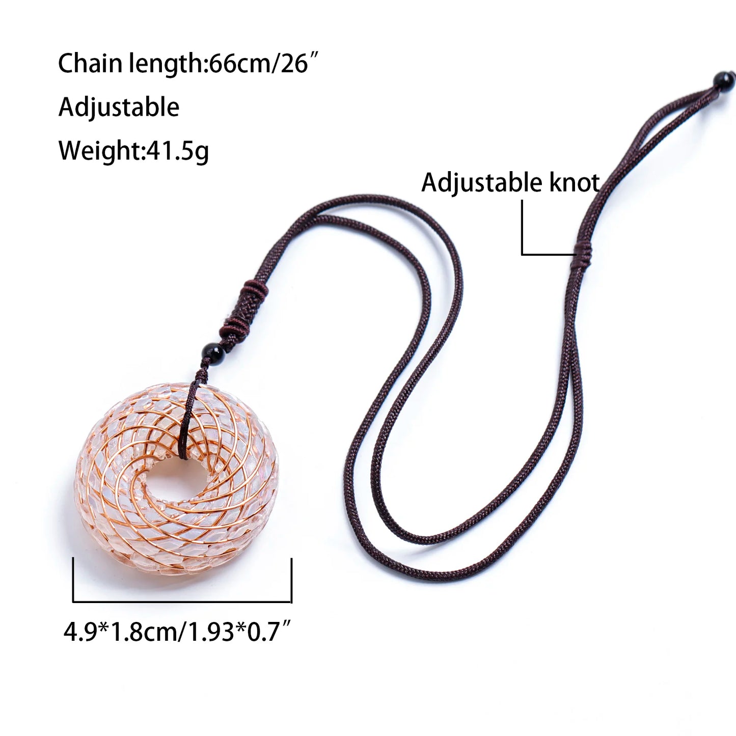 Rodin Coil &Opal Orgone Pendant Necklace , Blue glass pendant jewelry, Chakra Balancing, Adjustable Chain