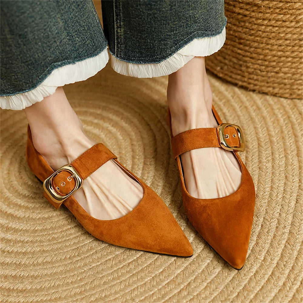 Dilalula Classic Retro Women Flats Buckles Loafers Suede Quality Metal Decoration Casual Shoes Ladies Fashion Dress Mocasines